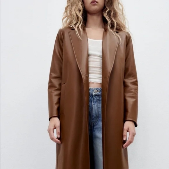 Zara faux leather trench coat - Picture 3 of 12